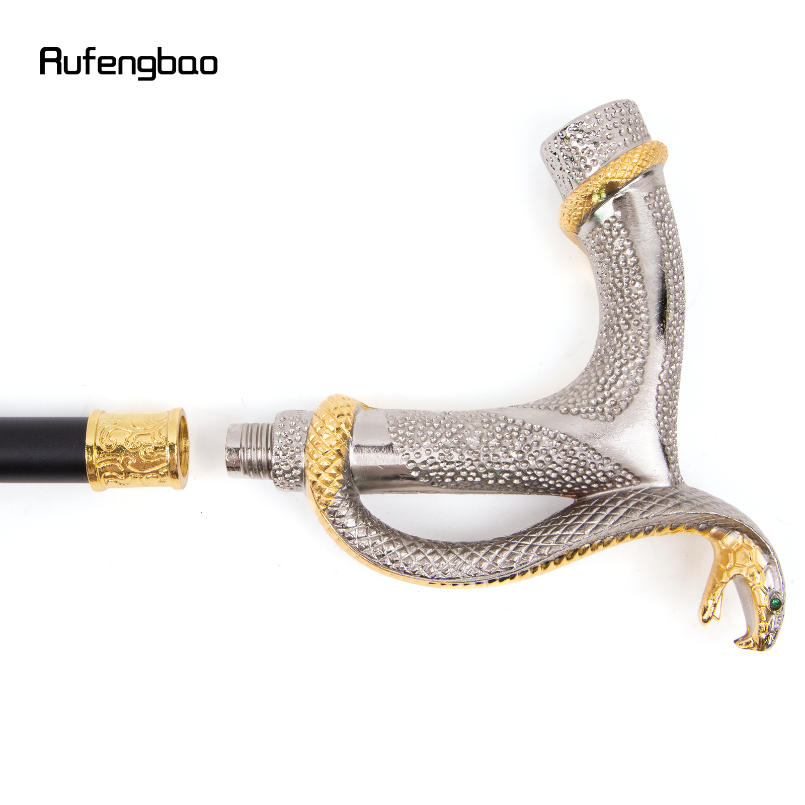 Branco dourado cobra cabeça moda bengala decorativa bengala cospaly vintage elegante bengala crosier 93cm