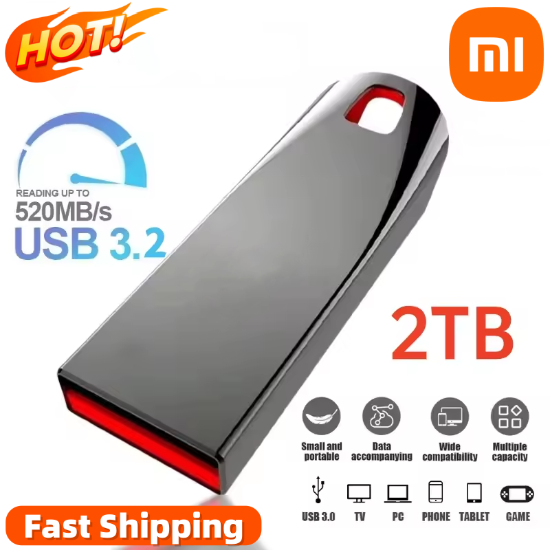 XIAOMI MIJIA-unidades Flash USB3.2 de 2TB, Pendrive de Metal de alta velocidad, unidad Usb portátil de 1TB, Memoria resistente al agua, disco U de gran capacidad