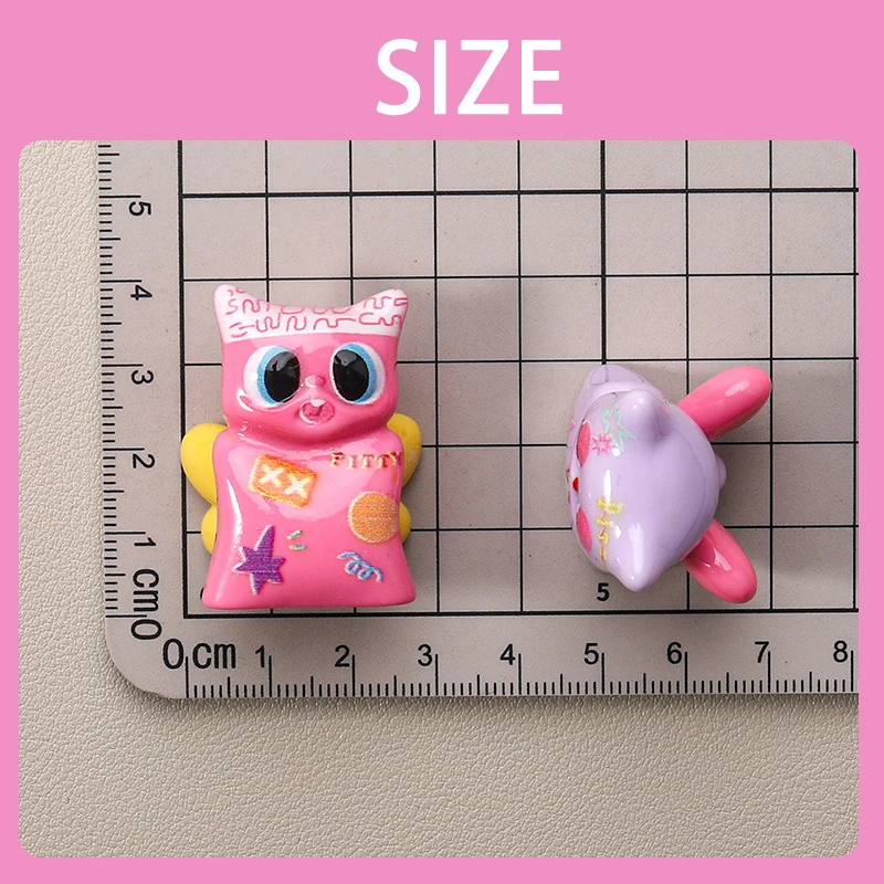 Colourful Patterned Winged Cat Pop Bean Mini Figure Desktop Cute Cartoon Decoration Resin Ornament