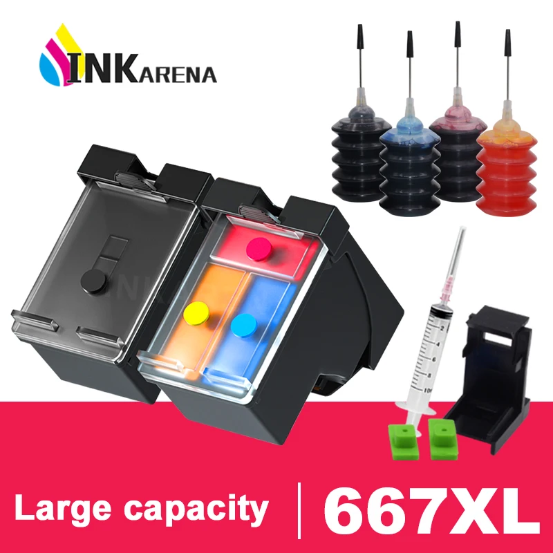 Reemplazo de cartucho recargable remanufacturado para HP 667 667XL para HP DeskJet Ink Advantage 1275 2374 2375 2376 2775 2776