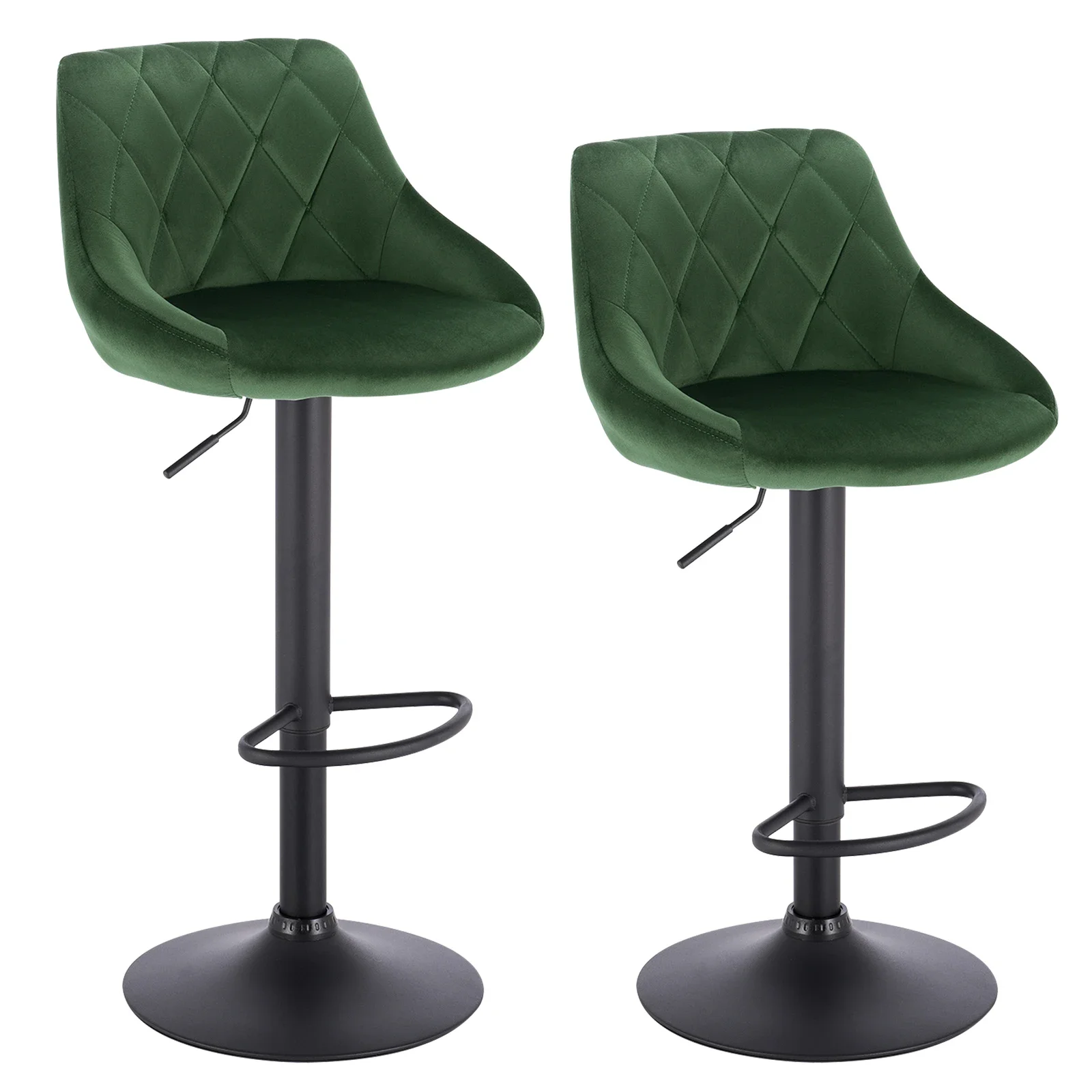 WOLTU 2PCS/Set Swivel Bar Chairs Velvet/Leather Rotating Bar Stool Height-Adjustable Lifting High Stool with Footrest for Home