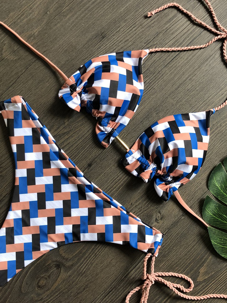 RUOTONGSEPT 2022 Gestreepte Bikini Set Geknoopt Badpak Vrouwen Biquinis Strand Sexy String Badmode Bandage Braziliaanse Mirco Bikini