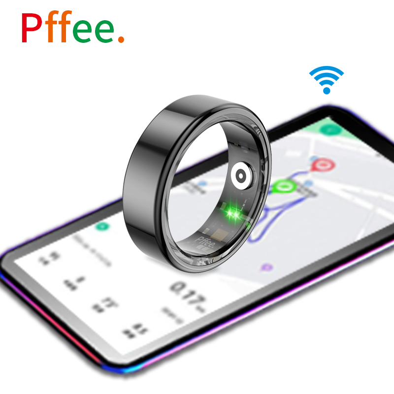Pffee Edelstahl Ringe für Frauen Männer Luxus Schmuck Smart Ring App Sport Gesundheit Tracker Herzfrequenz Blut Sauerstoff Monitor