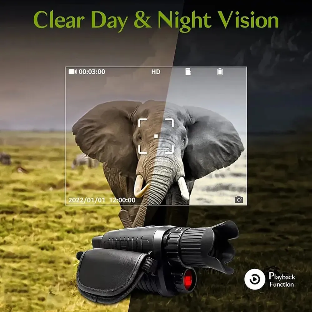Search Full Darkness 300m Monocular Night Vision Device 1080P HD Infrared Camera 5X Digital Light Zoom Hunting Telescope Outdoor