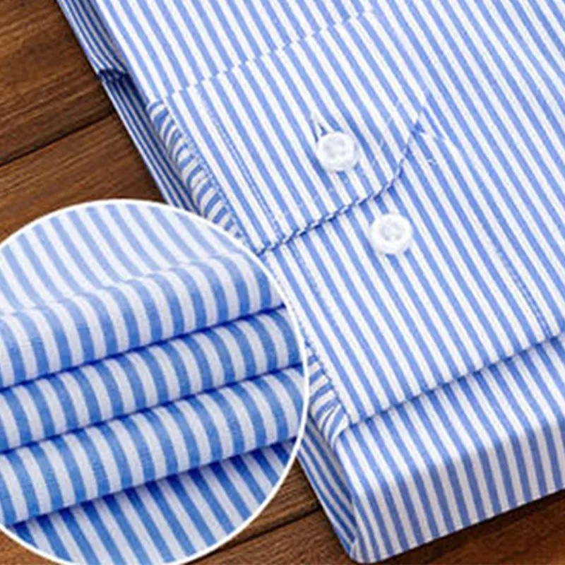 Herren-Langarmhemd Frühling Sommer Business Casual Baumwolle bügelfrei hochwertige atmungsaktive Mode Streifen neu