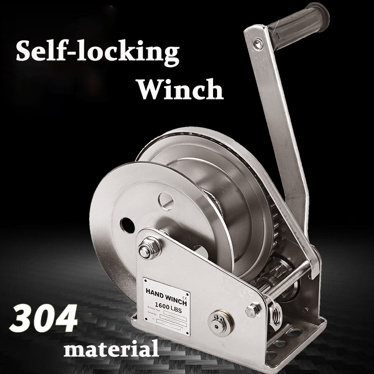 Mão em miniatura guincho guincho impermeável trator manual guincho 304 aço inoxidável guindaste polimento levantamento manual talha Carry Tool Mão em miniatura Cranked Winch Trator À Prova D' Água