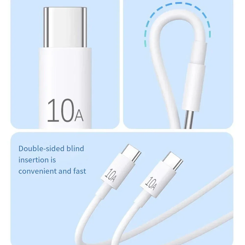 Cargador rápido Universal 120W 10A PD Dual USB C a tipo C Cable de carga rápida Cable de transferencia de datos de alta velocidad para Samsung Mi