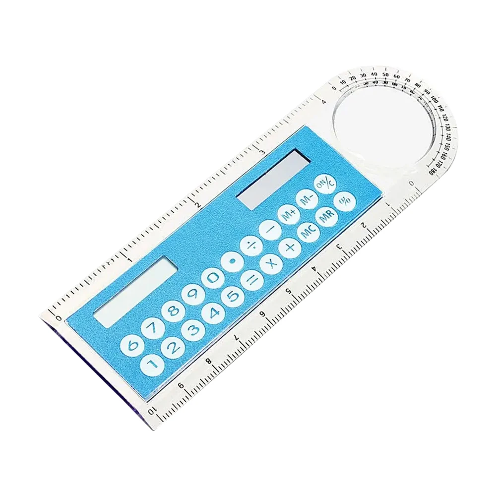 Estudante material escolar calculadora mini material escolar régua transparente solar com lupa portátil escritório papelaria