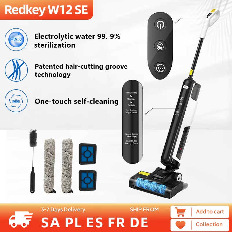 Беспроводной пылесос Redkey W12 SE для сухой и влажной уборки, умная Беспроводная швабра с несколькими поверхностями, ручная Бытовая самоочищающаяся Швабра
