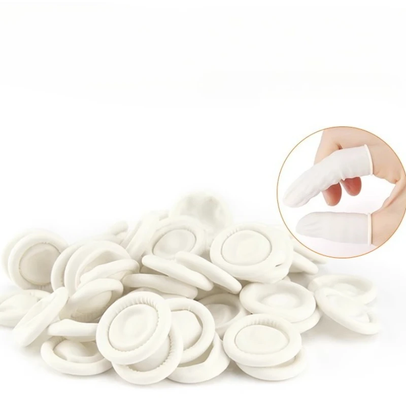 100Pcs Disposable Fingertips Protector Gloves Natural Rubber Non-slip Anti-static Latex Finger Cots Fingertips Durable Tool