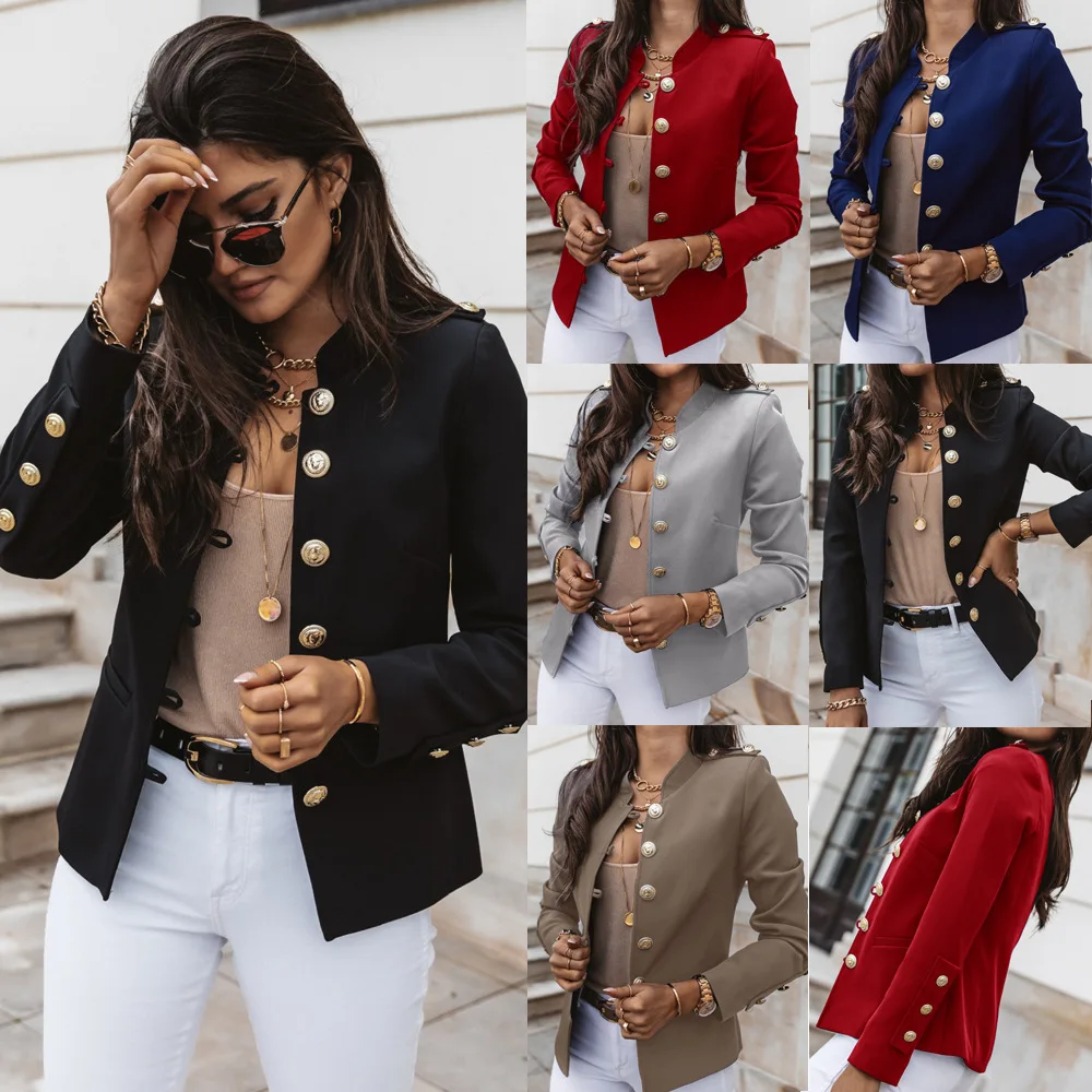 Marynarki damskie Garnitur z długimi rękawami Topy Moda Wąskie guziki Casual Sblazer Street Płaszcze biurowe dla kobiet