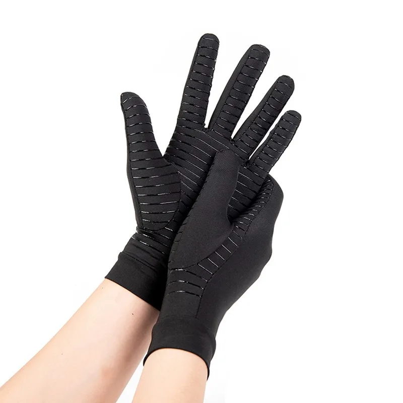 Guantes de compresión de cobre para artritis, guantes de mano negros, soporte para muñeca, guantes Unisex antideslizantes, alivio del dolor de muñeca y articulación de dedo