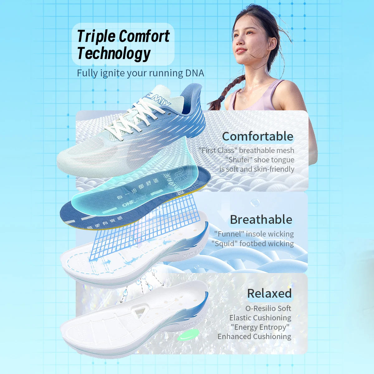 Onemix รองเท้าวิ่งกันกระแทก2024, รองเท้าผ้าใบกีฬากลางแจ้งระบายอากาศน้ำหนักเบารองเท้าใส่เดินวิ่งออกกำลังกาย