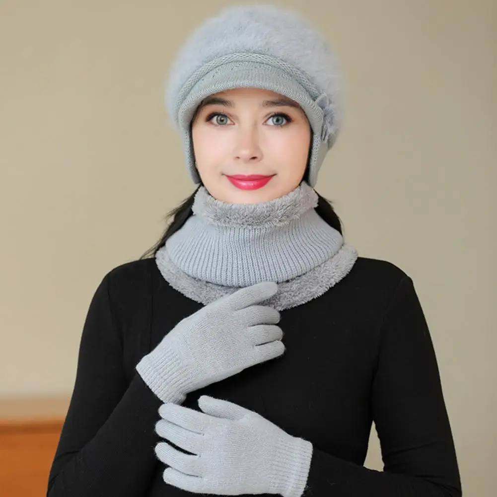 Горячая женская зимняя шапка, сохраняющая тепло шапка с меховой подкладкой, комплект из шапки и шарфа, теплые шапки для женщин, повседневная зимняя вязаная шапка