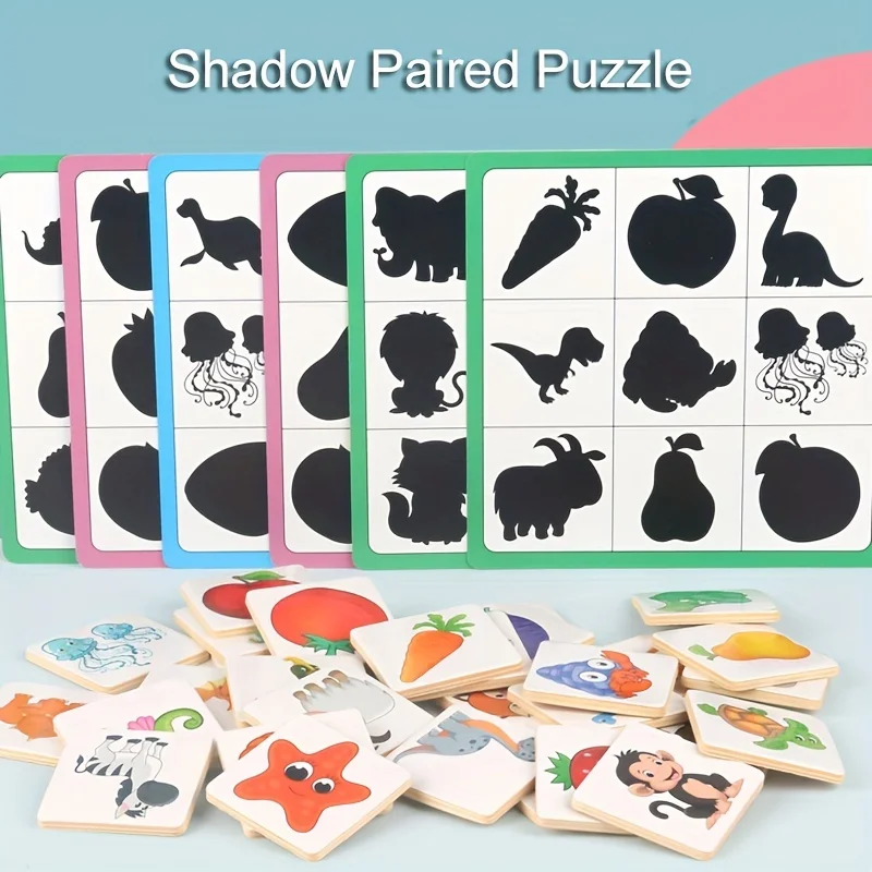 Wooden Montessori Find Shape Toys Animal Fruit Shadow Pairing Shape Puzzle Logical Thinking Game Educational Toys For Children