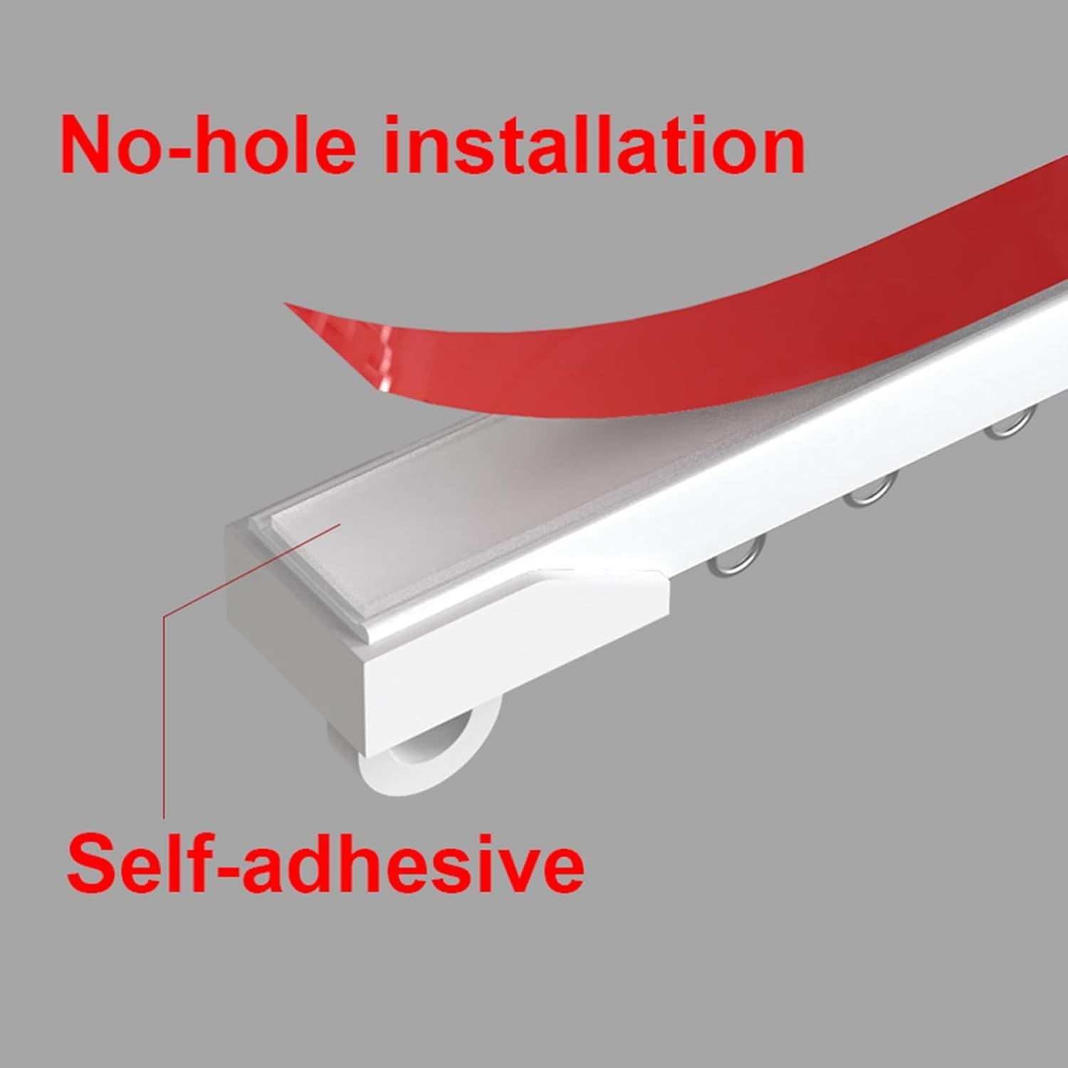 de cortina adhesivo de 1-5M, montaje en techo o pared, divisor de habitación con riel de techo, barra de cortina autoadhesiva si