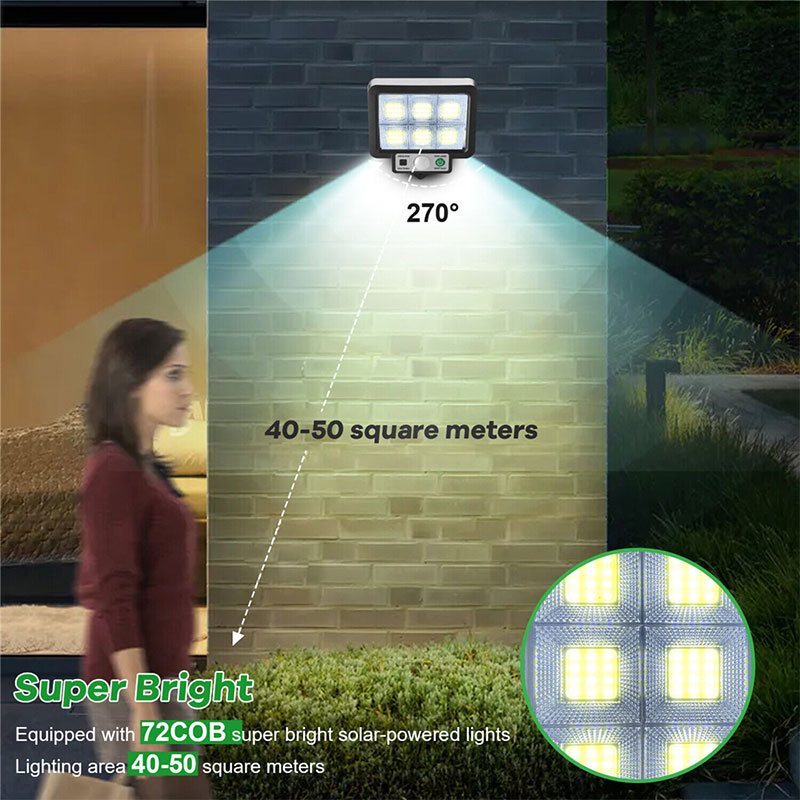 Applique murale solaire LED avec détecteur de mouvement, lumière du soleil, 3 modes, extérieur, étanche, urgence, rue, jardin, décoration de sécurité