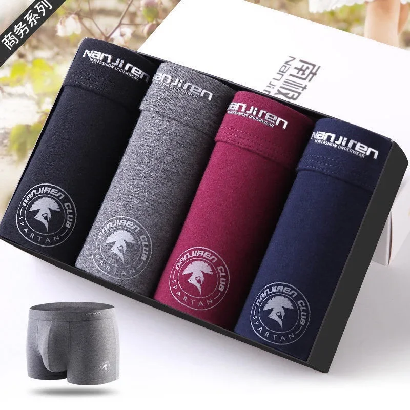 Мужские шорты-боксеры больших размеров из 4 шт., нижнее белье из 100% хлопка с защитой от запаха, большие и высокие дышащие боксеры свободного покроя с эластичным поясом