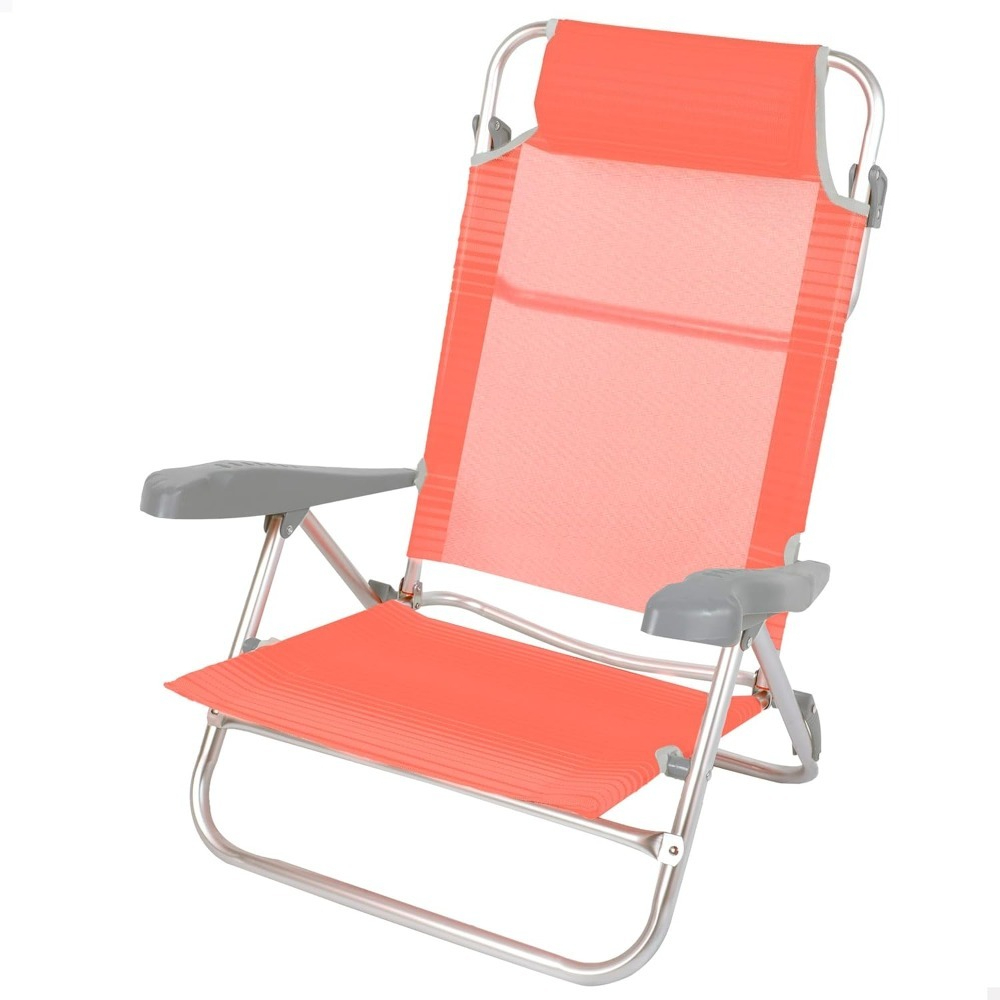 Pack de 2 sillas de playa plegables, respaldo reclinable de 7 posiciones, tumbona convertible, tamaño 47x49x82 cm, aluminio y textil