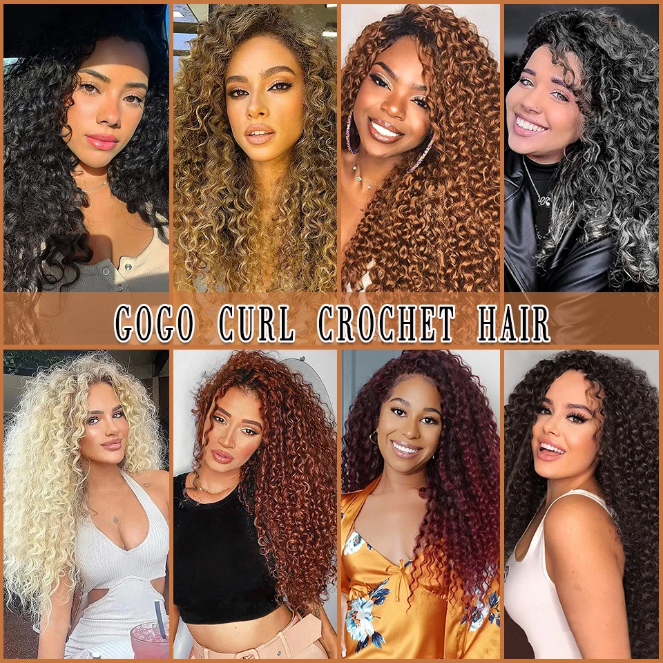 1–8 Packungen Freetress Gogo Curl Häkelzöpfe 14 18 Zoll synthetische Ocean Wave Wasserwelle tiefes lockiges Häkelhaar Strandlockenhaar
