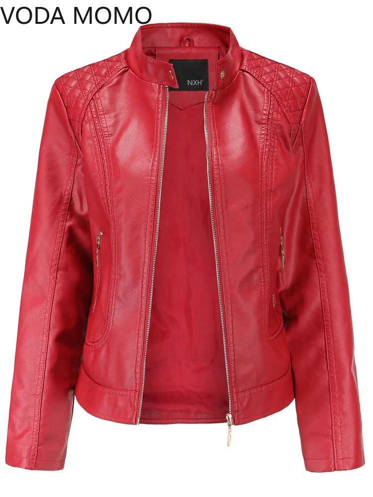 Élégant col montant des femmes veste solide 2022 femme tridimensionnel motif manteau S-4XL nouveau Pu Faux cuir veste femmes