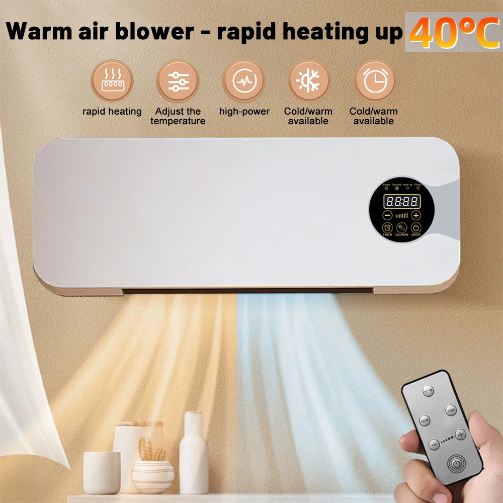 Neue elektrische Wandheizung, tragbarer Heizventilator mit Fernbedienung, verstellbare Heiß- und Kaltlufterhitzer für Zuhause, Badezimmer, Schlafzimmer