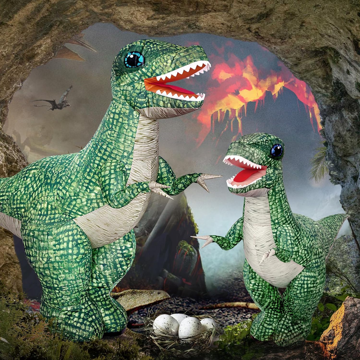 2.4GHZ Remote Control Inflatable Dinosaur Toy for Kids Realistic Electric Toy Dinosaur