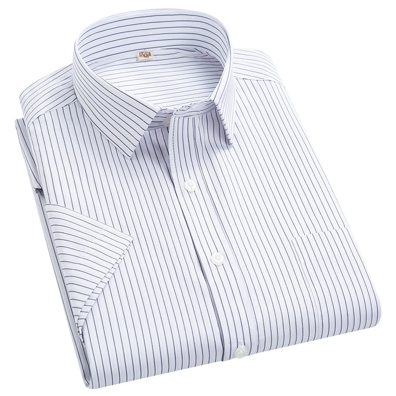 2022 Cộng Với Kích Thước 8xL 7XL 6XL Của Nam Giới Kinh Doanh Ngắn Tay Áo Fomal Áo Sơ Mi Người Đàn Ông Sọc Mùa Hè Làm Việc Ăn Mặc Áo Sơ Mi Mềm Mại trắng