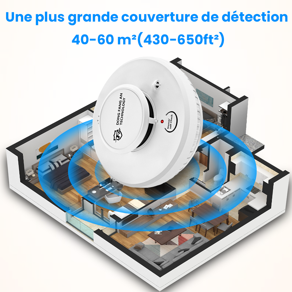 DFA Mini détecteurs de fumée 2 en 1 et détecteur de chaleur indicateur LED alarmes incendie avec détecteur de fumée photoélectrique avancé avec EN 50291
