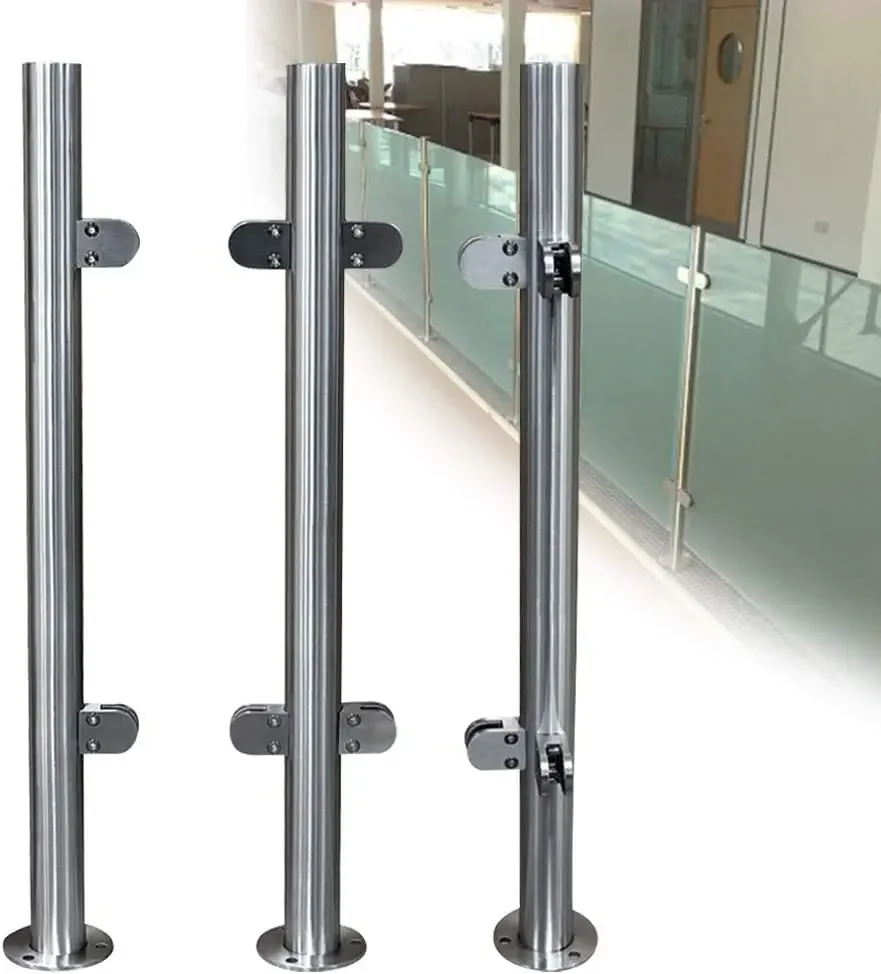 43" End Post Glass Railing Post Glass Balustrade Railing Post 304 Stainless Steel Railing Fence Pole Handrail Garden Fencing