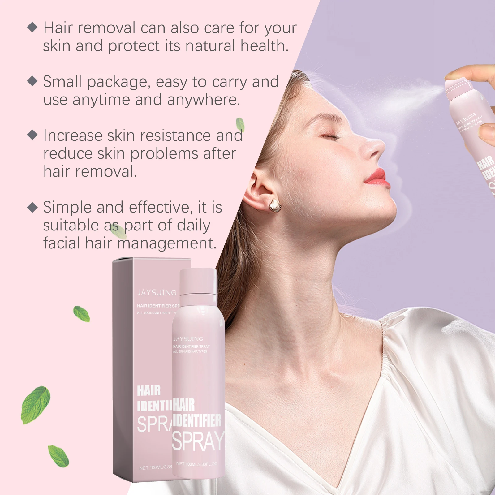 Spray identificatore per capelli per rasatura Spray dermaplaning con rasoio Depilazione viso Pulizia indolore Set di nebbie depilatorie lenitive