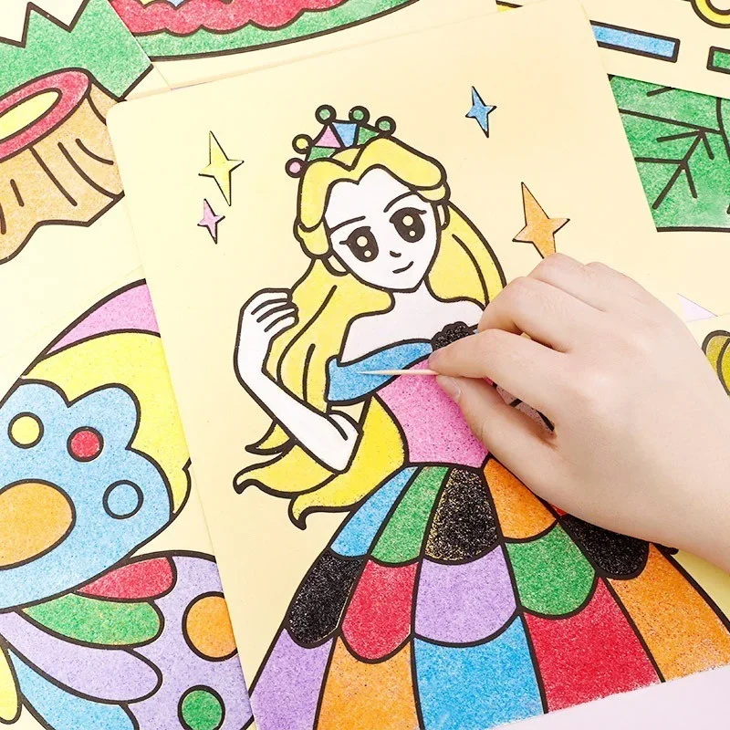 Sáng Tạo DIY Tranh Cát Trẻ Em Đồ Chơi Trẻ Em Đồ Thủ Công Doodle Màu Sắc Nghệ Thuật Hình Ảnh Giấy Vẽ Giáo Dục
