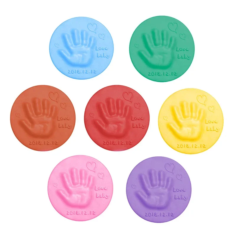 Neue Baby Hand Fußabdruck Maker Handabdruck Fingerabdruck Stempelkissen Casting DIY Ton Spielzeug Pflege Lufttrocknung für Kinder Neugeborene Souvenir