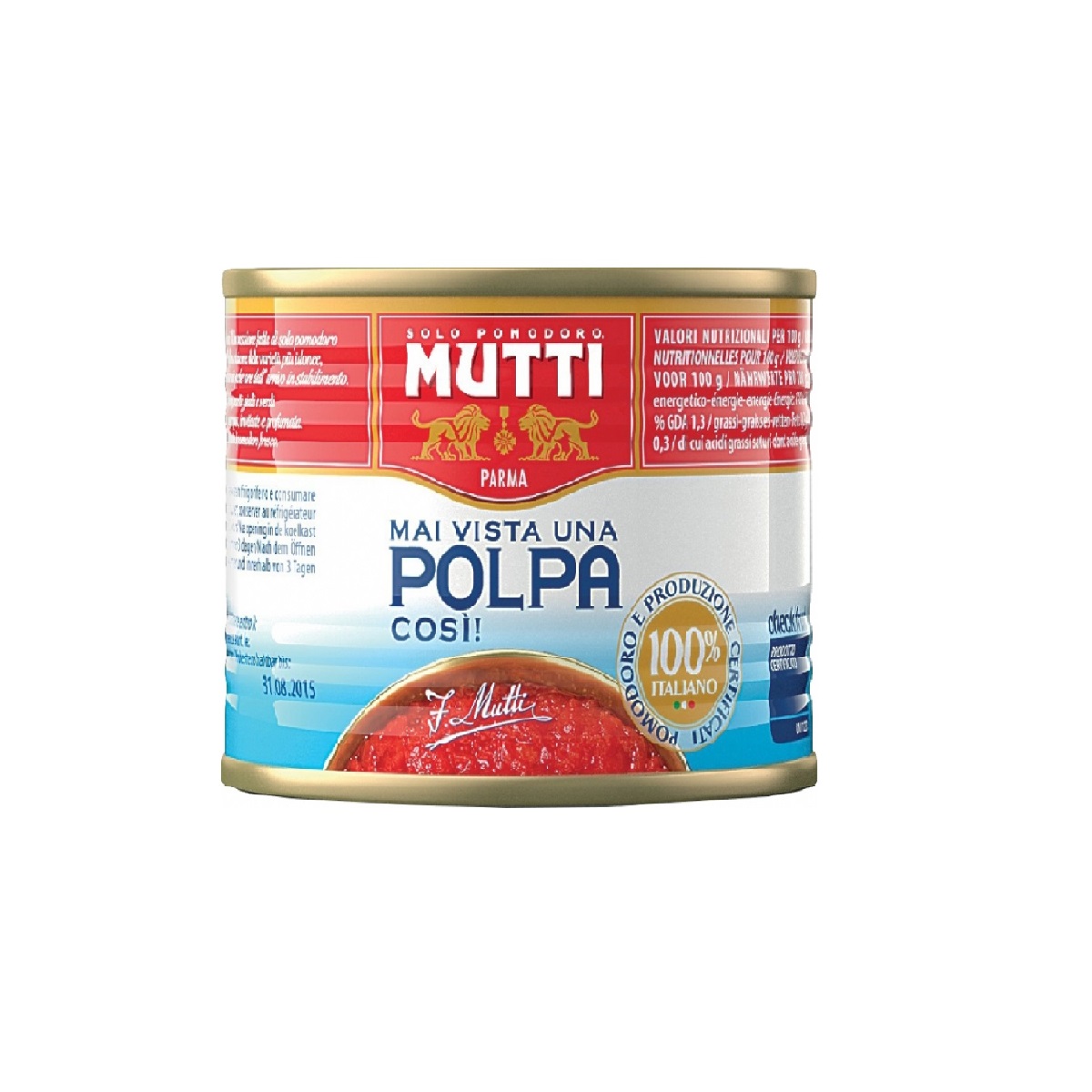 Mutti polpa 210g in einer Dose für den italienischen Markt