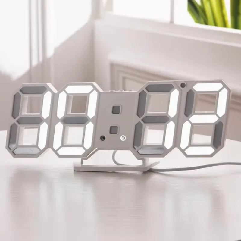 Orologio da parete digitale moderno a LED 3D Elegante arredamento multifunzionale per la casa Perfetto per interni europei per la decorazione domestica