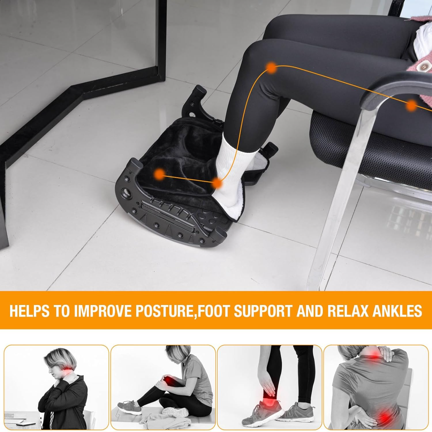 Rocking Foot Rest for Under Desk at Work,Two  of Use Footrest with Removable Warmer Feet Pocket for ,Office,Gaming,Computer,Ergo