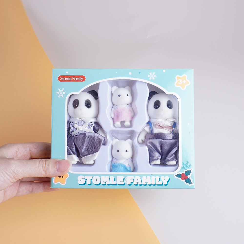 Pudełko do pakowania leśna rodzina renifer króliczek Panda imitacja zwierzęcia domek dla lalek zestaw do zabawy dom zabaw akcesoria do zabawek świąteczny prezent dla dzieci