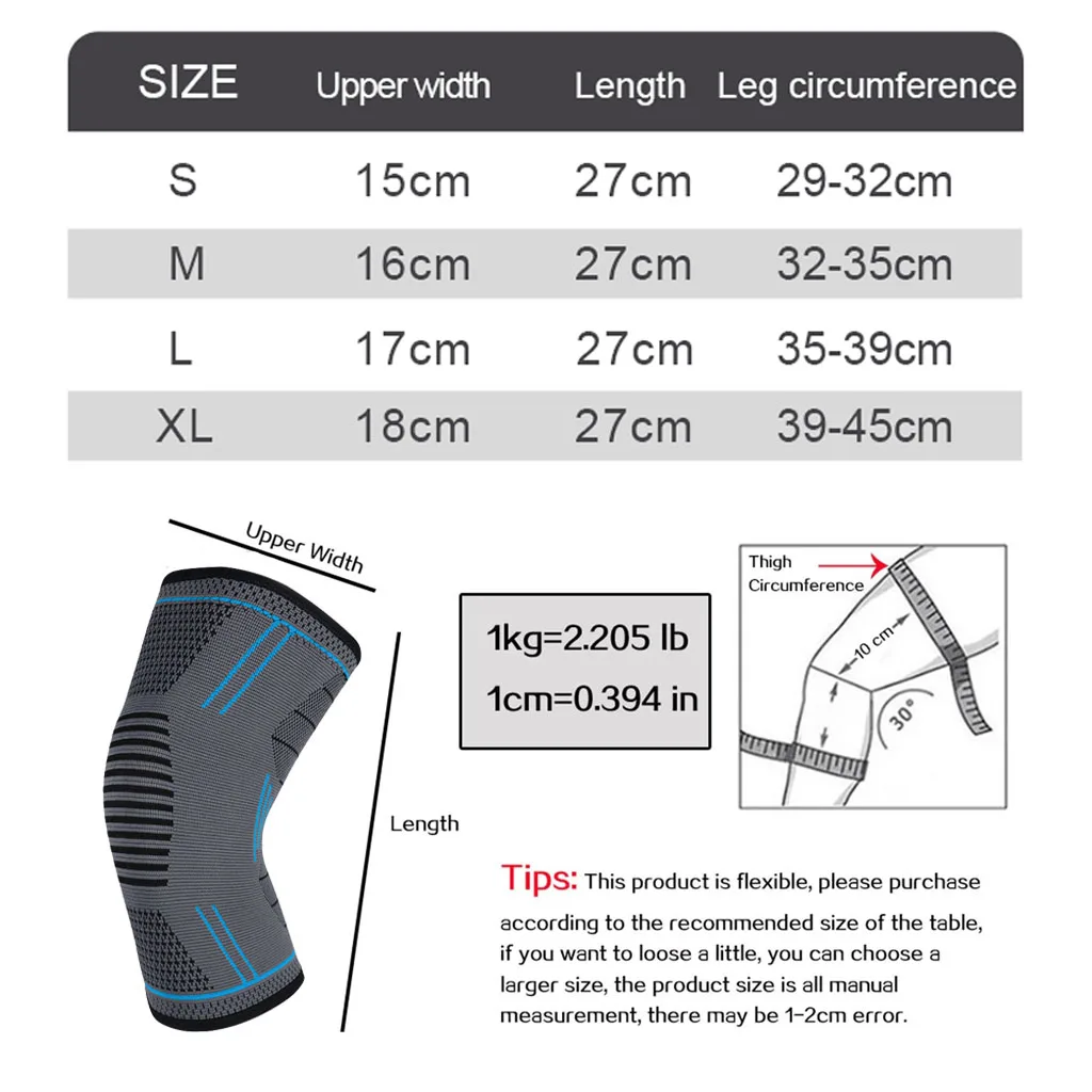 GTUBIKE 1PCS Manicotto di supporto per ginocchio a compressione Ginocchiere elastiche Molle per tutore Palestra Protezione sportiva Basket Pallavolo Corsa