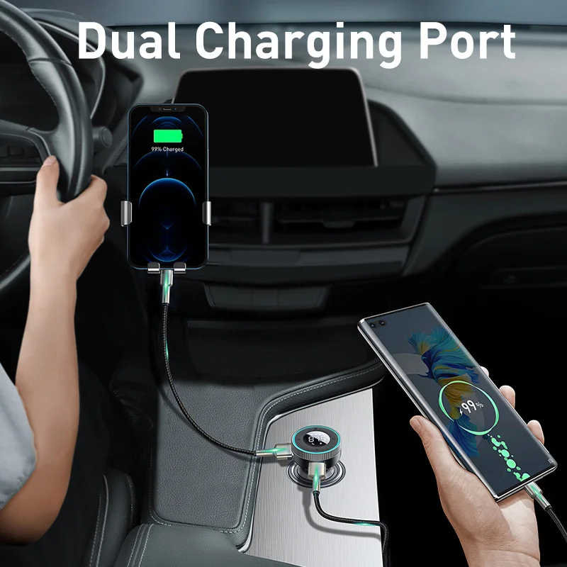 Baseus FM-передатчик Автомобильный Bluetooth 5,0 Музыкальный адаптер 3,4A Автомобильное зарядное устройство с двумя USB-портами MP3-плеер Радио FM-модулятор