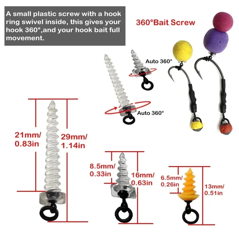 Tornillos de cebo de carpa con anillo, cebo de carpa giratorio Mirco para carpa Ronnie Rig Zig Chod Boilies, tornillos, aparejo Terminal de aparejo Hiar de carpa