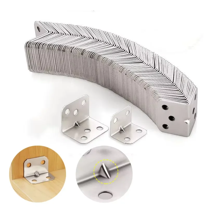 4-hole 6-hole L-shaped corner code hardware right angle bracket cabinet fastener, suitable for cabinet tables, chairs, beds