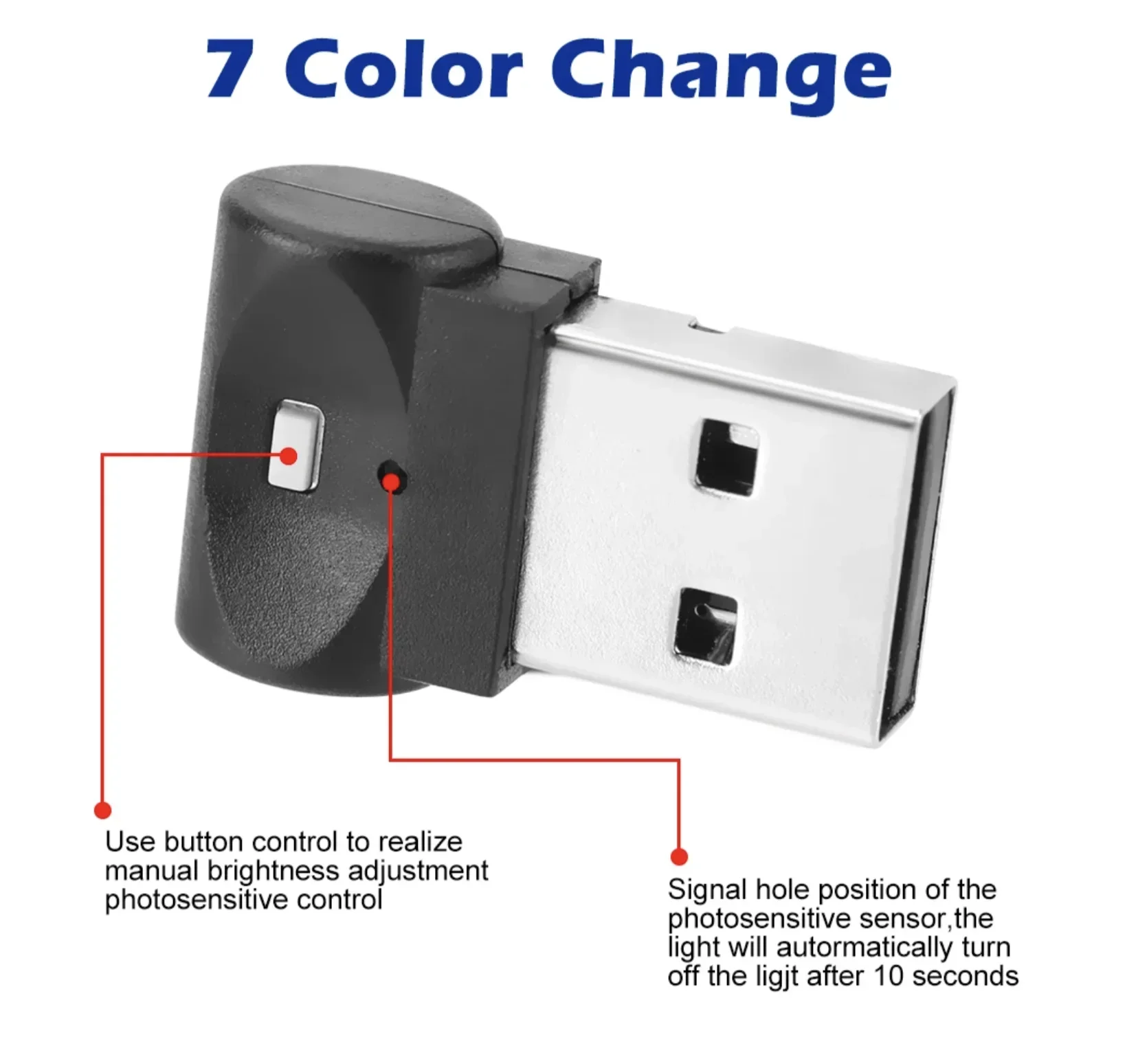 Mini USB ไฟ LED รถ Auto ภายในบรรยากาศไฟฉุกเฉิน RGB Auto สีสันโคมไฟตกแต่งอุปกรณ์เสริมรถยนต์