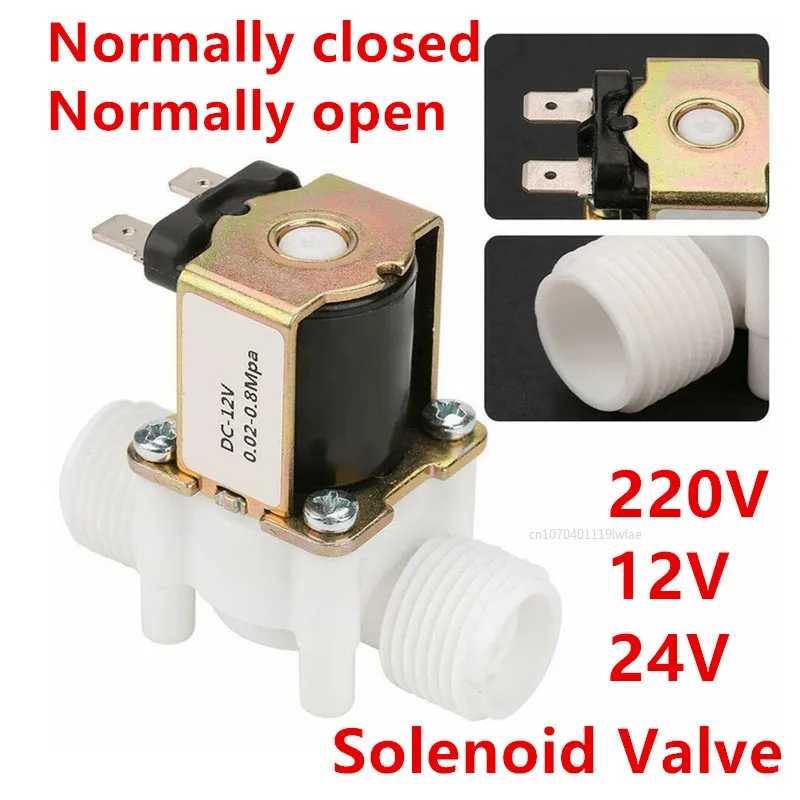 1/2 "3/4" zawór elektromagnetyczny z gwintem męskim AC 220 V DC 12 V 24 V zawór sterujący wodą przełącznik kontrolera normalnie zamknięty normalnie otwarty