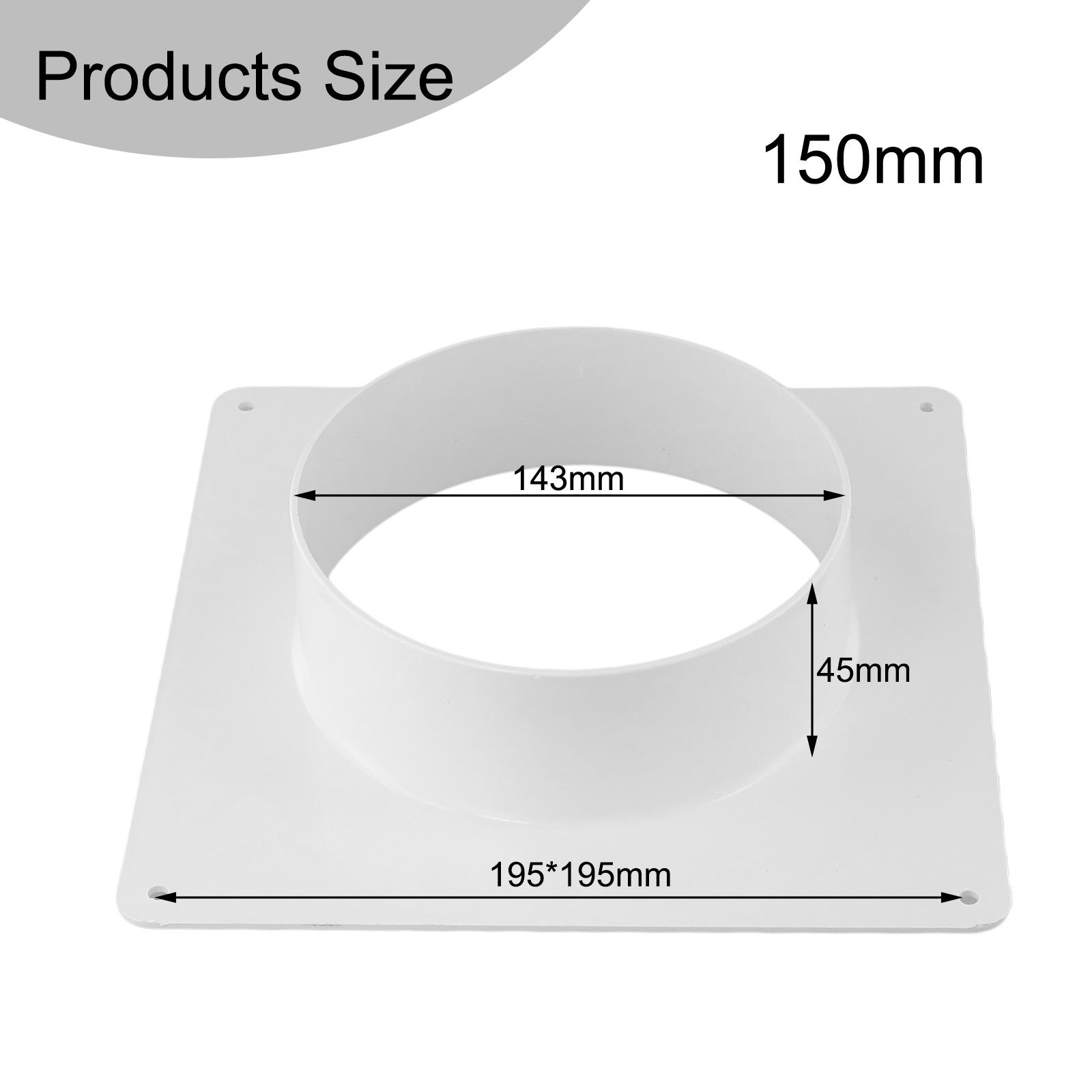 1pc Air Vent Duct Flange Connector 100/150/200/250/300MM ABS Wall Flange Connector For Ventilation Pipe Air Ducting Connection A