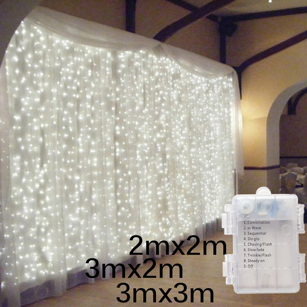 Vorhang Lichterketten LED batterie betriebene Hochzeit Lichterketten Girlande für Weihnachten Neujahr Party Camping Outdoor-Dekoration