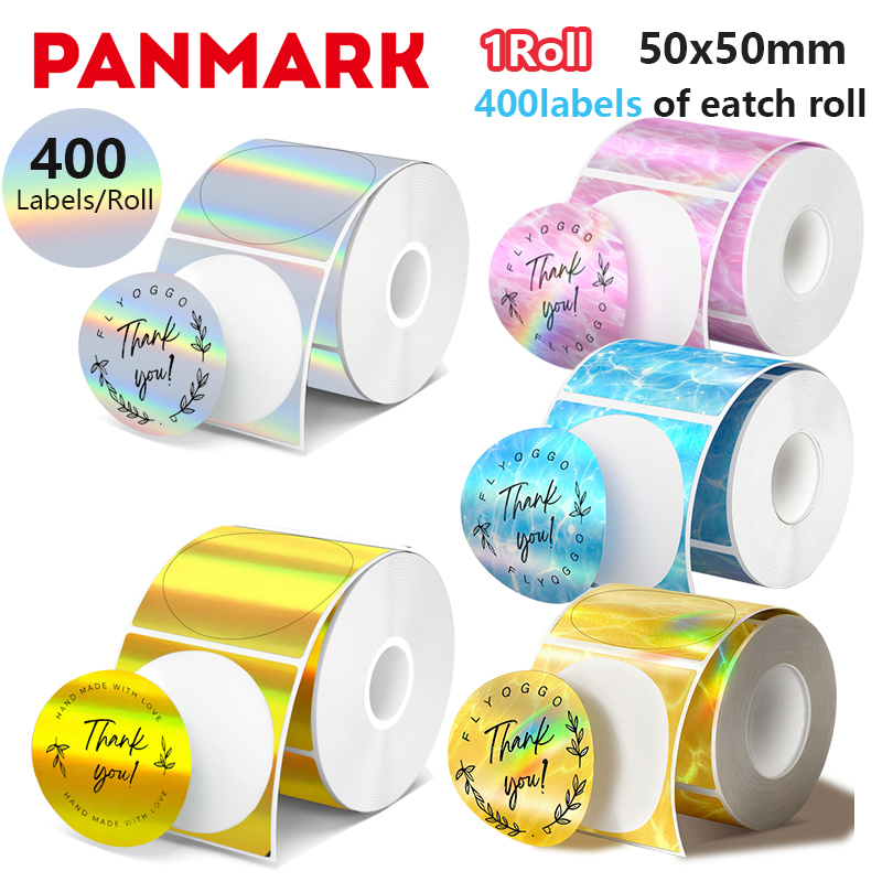1 рулон подходит для MUNBYN 2 "круглые голографические термонаклейки для этикеток розовые самоклеящиеся радужные блестящие наклейки для термопринтера