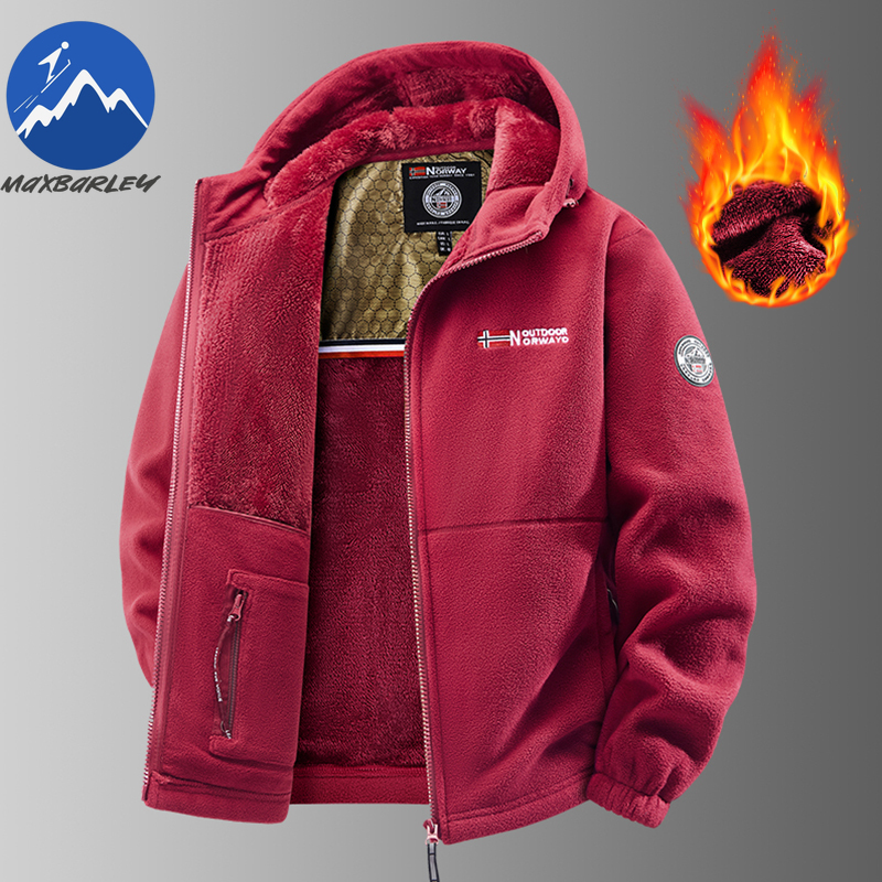 Maxbarley Merk Winter Fleece Jas Mannen Casual Verdikte Wollen Jas Athleisure Ontwerp Warme Mode Capuchon Jassen Sneeuw Skipak
