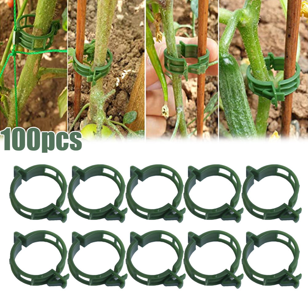 100 PCS พืชสนับสนุนคลิปพลาสติก Trellis Stake คลิปสวน Veggie มะเขือเทศเรือนกระจกสําหรับสวนเครื่องมืออุปกรณ์เสริม