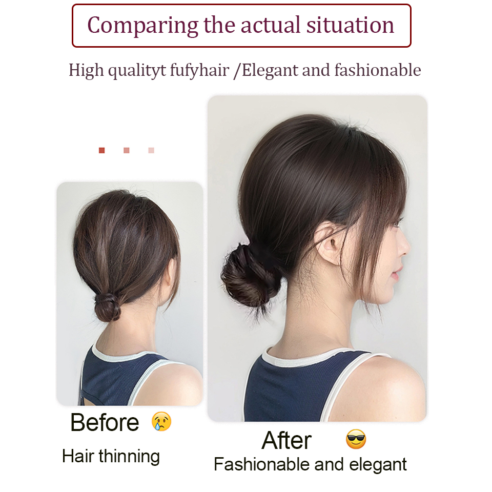 Moño sintético, banda de goma elástica, moño de pelo falso, Clip en extensión de cola de pelo, pieza de cabello Updo, cola de caballo para mujer