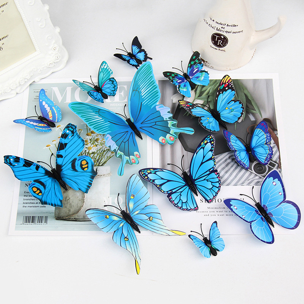3d borboleta colorida adesivos para quarto das crianças, geladeira, decoração home, 12 pcs/pack